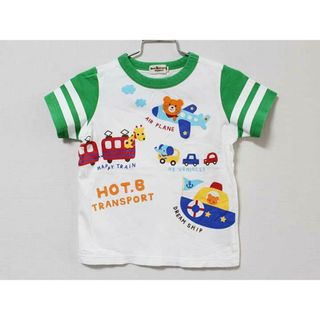 《ミキハウス ホットビスケッツ/mikihouse HOT BISCUITS》100cm 半袖Tシャツ/半袖カットソー 白×緑系【中古】子供服 キッズ kids 男の子 夏 824032 tops