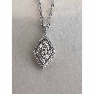 PTダイヤネックレス0.45ct　K18WGアンティークデザイン(ネックレス)