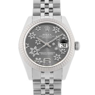 ロレックス(ROLEX)のロレックス デイトジャスト31 178274 グレー フラワーモチーフ 6アラビア G番 ボーイズ(ユニセックス) 中古 腕時計(腕時計(アナログ))