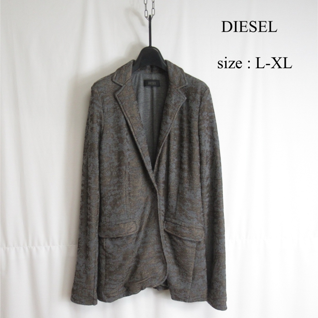 DIESEL(ディーゼル)のDIESEL スウェット テーラード ジャケット 総柄 ブレザー ジャージー レディースのジャケット/アウター(テーラードジャケット)の商品写真