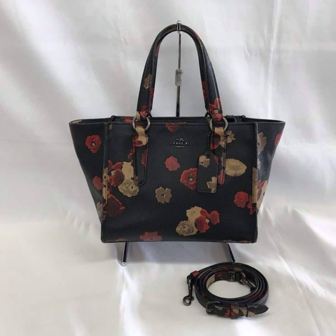 『USED』 COACH コーチ ミニクロスビー キャリーオール 花柄 33856 ハンドバッグ PVC/レザー ブラック【中古】 | フリマアプリ  ラクマ