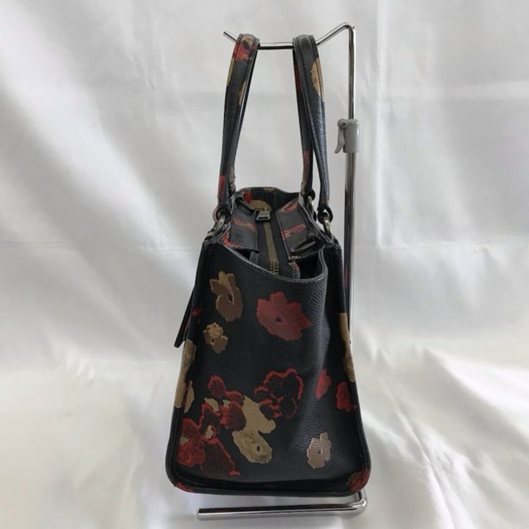 『USED』 COACH コーチ ミニクロスビー キャリーオール 花柄 33856 ハンドバッグ PVC/レザー ブラック【中古】