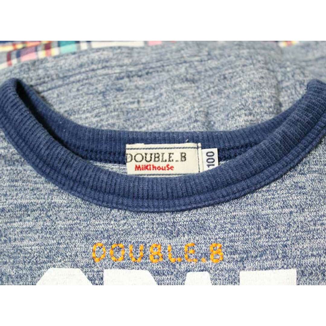 DOUBLE.B(ダブルビー)の《ミキハウスダブルB/MIKIHOUSE DOUBLE.B》100cm 半袖Tシャツ/半袖カットソー グレー×紺系【中古】子供服 キッズ kids 男の子 夏 524032 tops キッズ/ベビー/マタニティのキッズ服女の子用(90cm~)(Tシャツ/カットソー)の商品写真