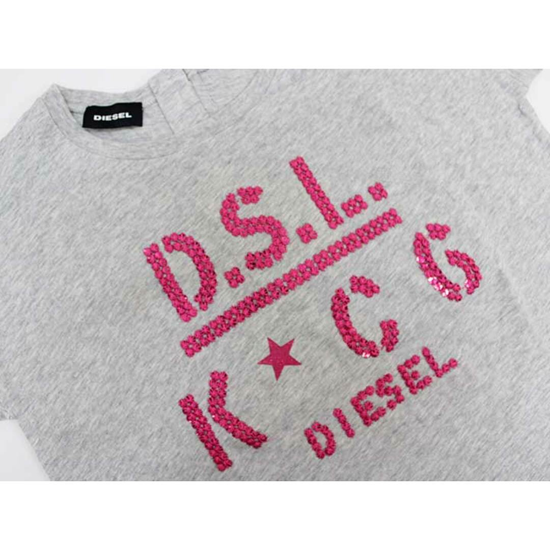 DIESEL(ディーゼル)の▽ディーゼルキッズ/DIESEL kids▽115cm 半袖カットソー/半袖Tシャツ グレー×ピンク【中古】子供服 キッズ kids 女の子 夏 716022 tops キッズ/ベビー/マタニティのキッズ服女の子用(90cm~)(Tシャツ/カットソー)の商品写真