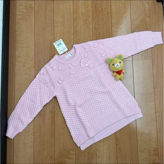 ミキハウス(mikihouse)の★ミキハウス★リボンたっぷりの可愛いピンクのセーター★110★お出かけに★新品★(ニット)