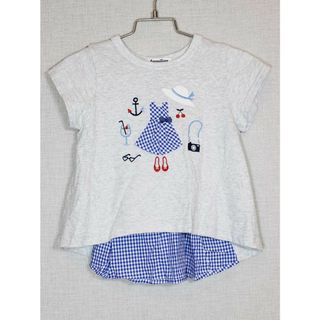 ファミリア(familiar)の[ファミリア/familiar]100cm 半袖カットソー/半袖Tシャツ グレー×青系【中古】子供服 キッズ kids 女の子 夏 225032 tops(Tシャツ/カットソー)