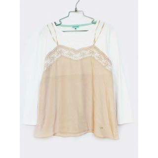 トッカ(TOCCA)の【春物 新入荷!】[トッカ/TOCCA BAMBINI]140cm 長袖カットソー/長袖Tシャツ/ロンT 白×ピンクベージュ【中古】子供服 キッズ kids ジュニア 女の子 春秋 tops 213042(Tシャツ/カットソー)