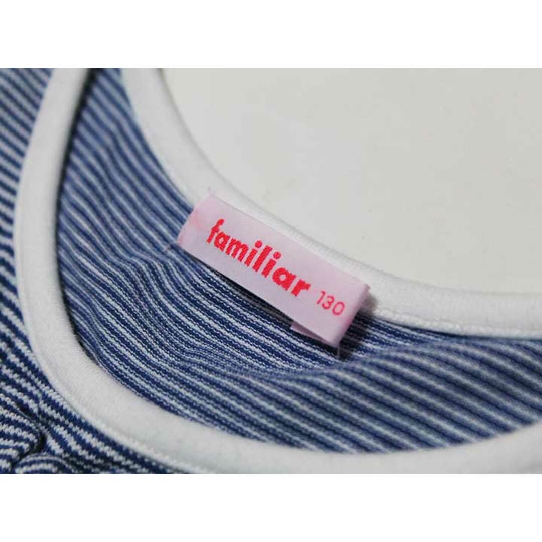 familiar(ファミリア)の‡ファミリア/familiar‡130cm 半袖Tシャツ/半袖カットソー 紺×白【中古】子供服 キッズ kids 女の子 夏 225032 tops キッズ/ベビー/マタニティのキッズ服女の子用(90cm~)(Tシャツ/カットソー)の商品写真