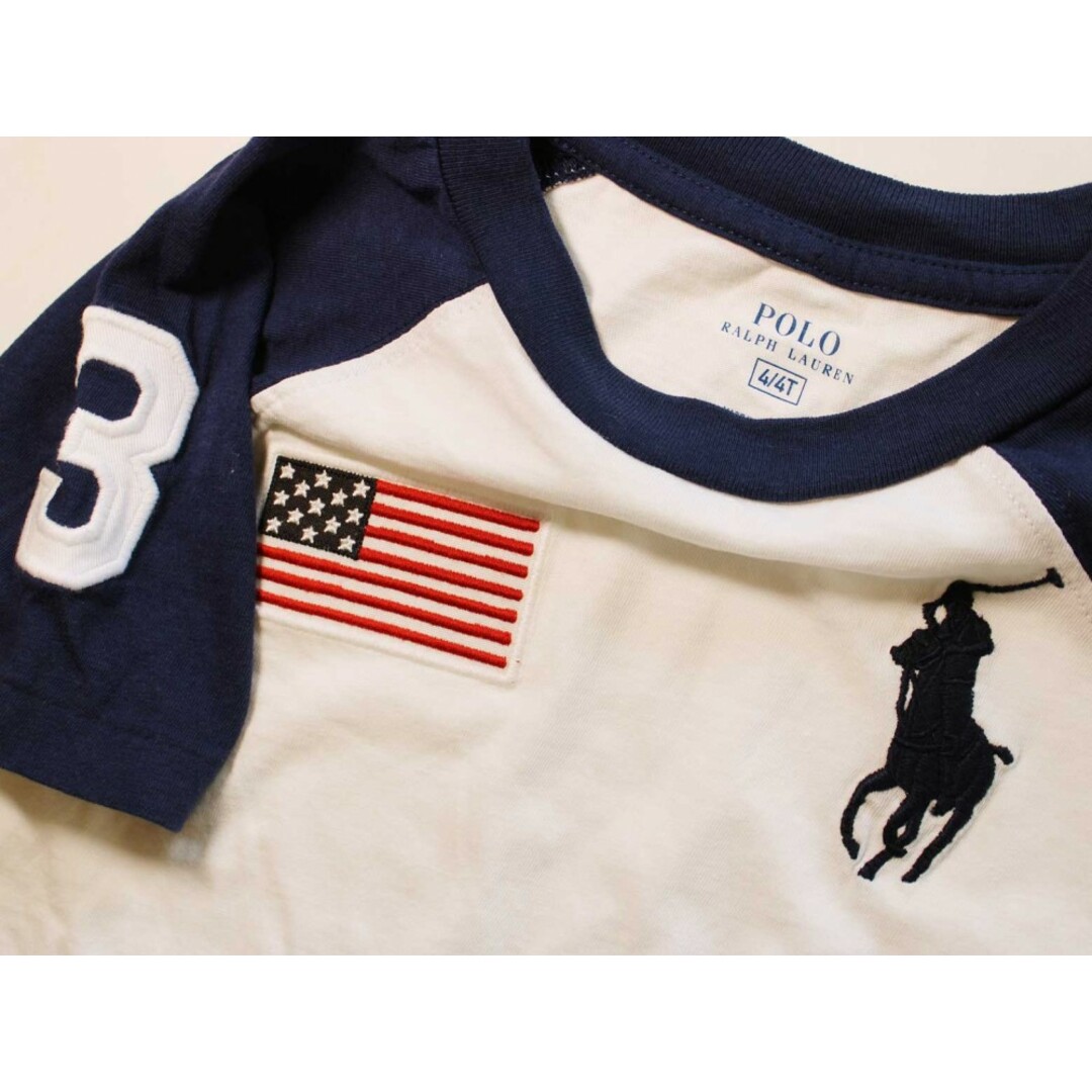 Ralph Lauren(ラルフローレン)の[ラルフローレン/Ralph Lauren]110cm 半袖カットソー/半袖Tシャツ 白×紺【中古】子供服 キッズ kids 男の子 夏 615032 tops キッズ/ベビー/マタニティのキッズ服女の子用(90cm~)(Tシャツ/カットソー)の商品写真