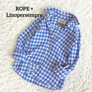 ロペ(ROPE’)の美品☆ROPE × Linopersempre リネンギンガムチェックシャツ(シャツ/ブラウス(長袖/七分))