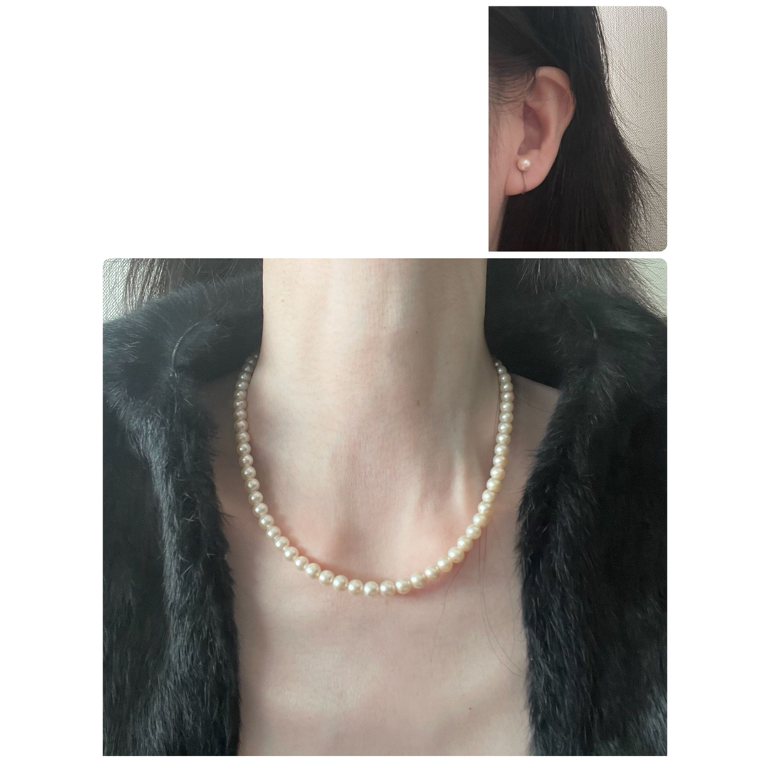 あこや真珠ネックレス　イヤリング　6㎜　5㎜　silver レディースのアクセサリー(ネックレス)の商品写真