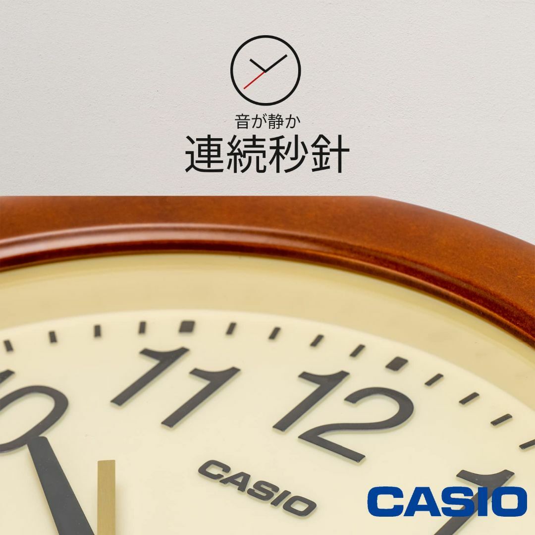 【色: 濃茶】CASIO(カシオ) 掛け時計 ブラウン アナログ 木目 29.5 インテリア/住まい/日用品のインテリア小物(置時計)の商品写真