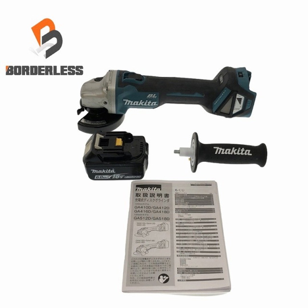 Makita(マキタ)の☆美品☆ makita マキタ 18V 100mm 充電式ディスクグラインダ GA412D 青/ブルー 本体+バッテリー(18V 6.0Ah)+パーツ 86845 自動車/バイクのバイク(工具)の商品写真