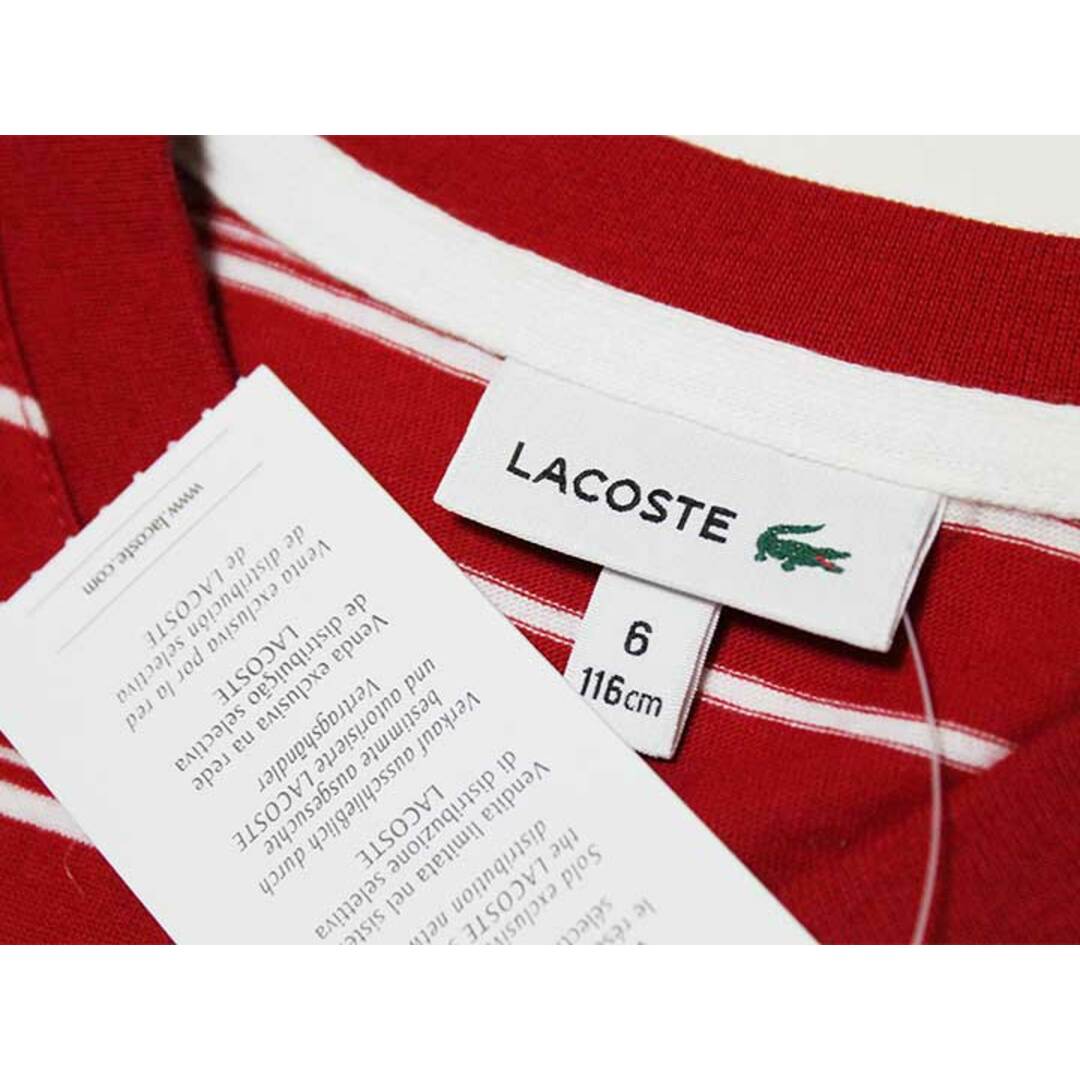 LACOSTE(ラコステ)の新品 未使用品‡ラコステ/LACOSTE‡116cm 半袖Tシャツ/半袖カットソー 赤×白 子供服 キッズ kids 男の子 夏 206032 tops キッズ/ベビー/マタニティのキッズ服女の子用(90cm~)(Tシャツ/カットソー)の商品写真