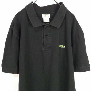 LACOSTE - フレンチ　ラコステ　ポロシャツ　半袖　L1212　刺繍ロゴ　シェル　黒　XL