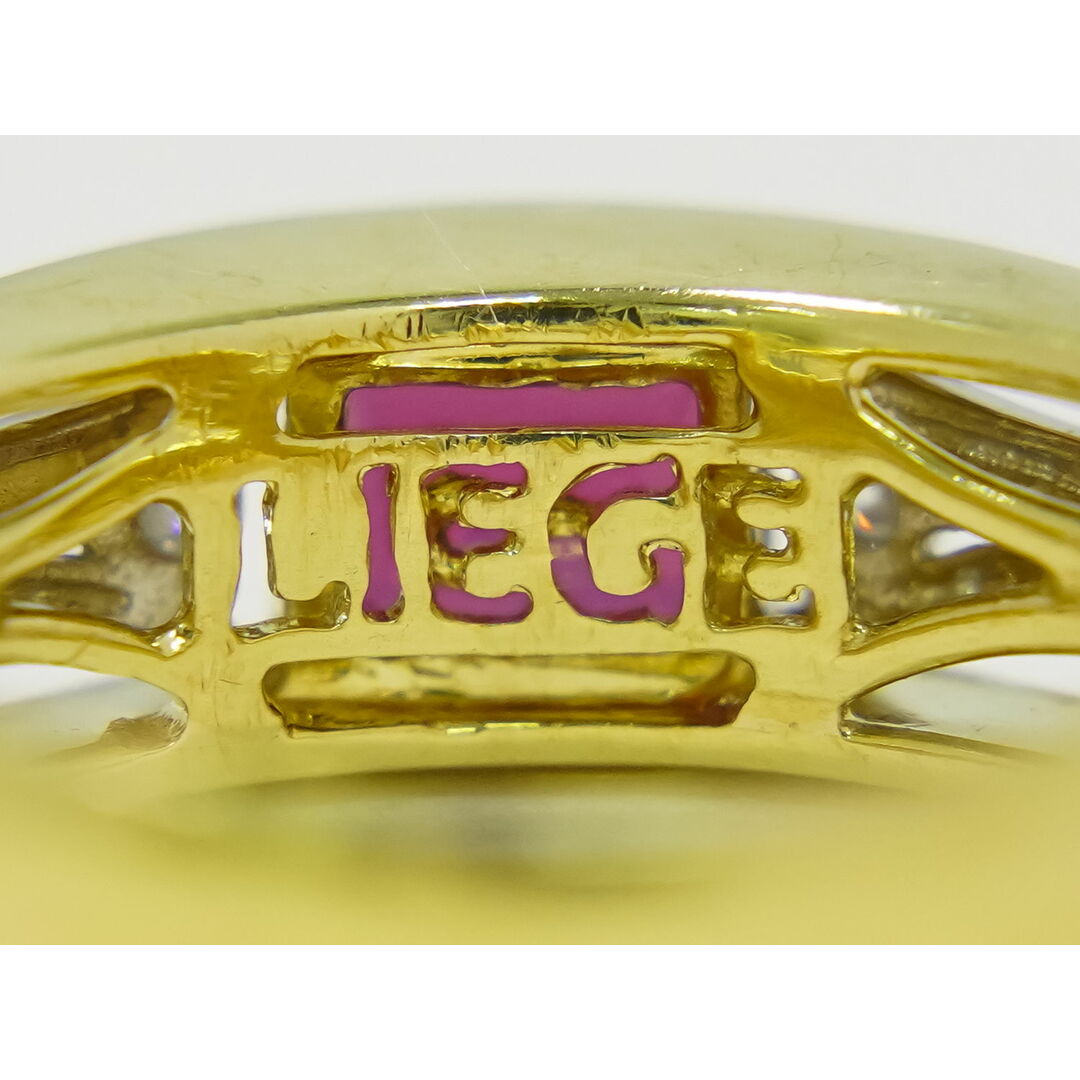 本物 ピンクトルマリン 1.14ct ダイヤモンド 0.05ct K18 YG Pt900 コンビ リング 指輪 15号 イエローゴールド プラチナ ピンク アクセサリー ジュエリー 中古 レディースのアクセサリー(リング(指輪))の商品写真