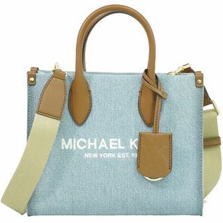 マイケルコース(Michael Kors)の本物 マイケルコース MICHAEL KORS ミレラ スモール 2WAY ショルダーバッグ トートバッグ ポシェット デニム ブルー ブラウン Mirella バッグ 中古(ショルダーバッグ)