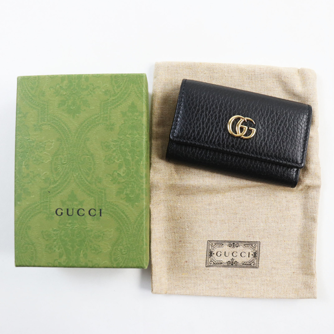 Gucci(グッチ)の極美品 GUCCI グッチ 456118 GGマーモント 6連 レザーキーケース ブラック 箱・保存袋付き イタリア製 メンズ レディース メンズのファッション小物(キーケース)の商品写真