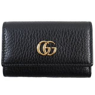 グッチ(Gucci)の極美品 GUCCI グッチ 456118 GGマーモント 6連 レザーキーケース ブラック 箱・保存袋付き イタリア製 メンズ レディース(キーケース)