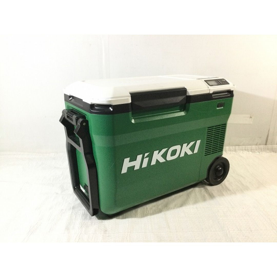 日立(ヒタチ)の☆中古品☆HiKOKI ハイコーキ 18V コードレス冷温庫 UL18DB 本体+アダプター アグレッシブグリーン 87233 自動車/バイクのバイク(工具)の商品写真