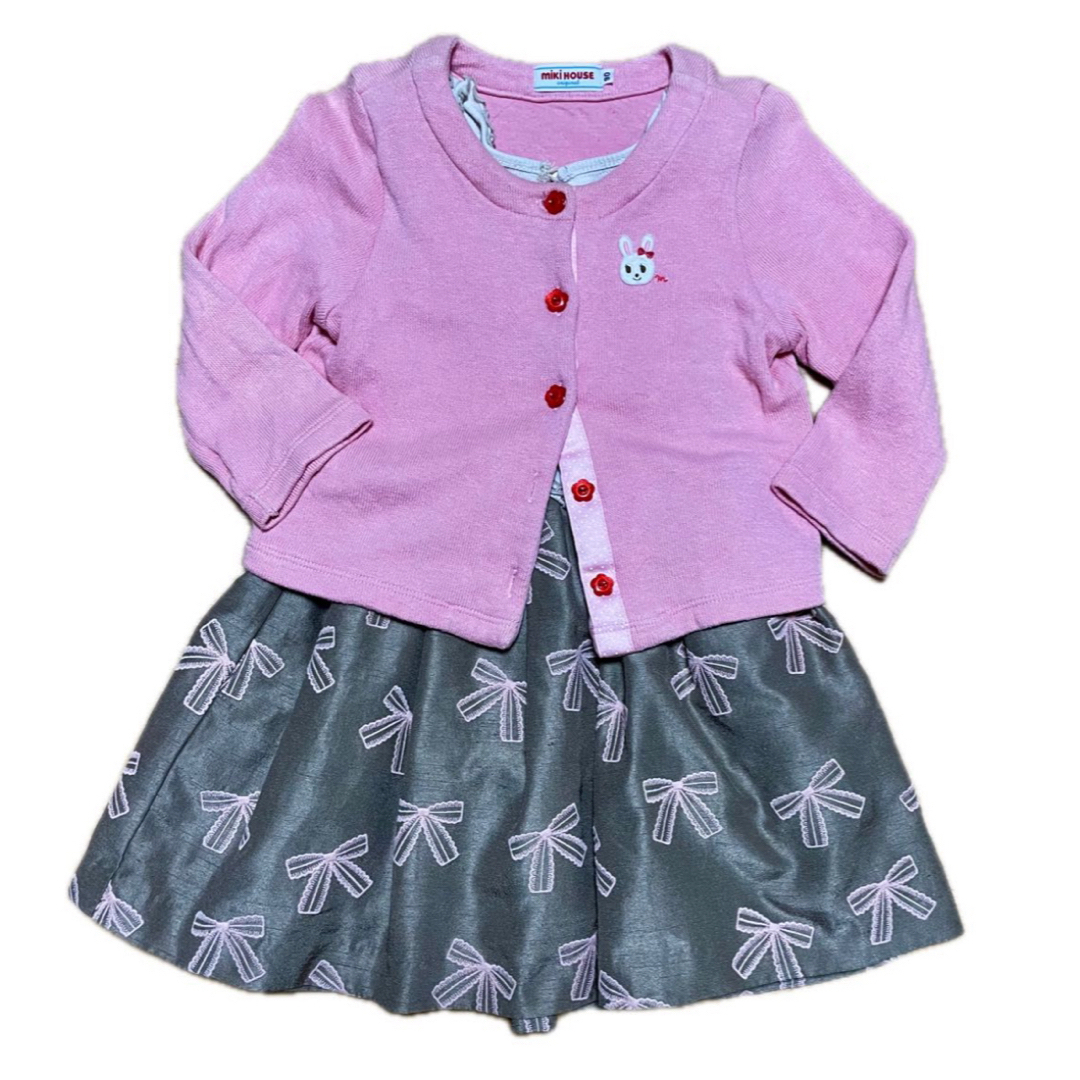 mikihouse(ミキハウス)のミキハウス　ピンクカーディガン　90 キッズ/ベビー/マタニティのキッズ服女の子用(90cm~)(カーディガン)の商品写真