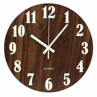 Ecasmlfy 壁掛け時計 木製 夜光 静音 掛け時計 おしゃれ 連続秒針 時(置時計)