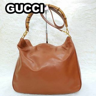 グッチ(Gucci)のグッチ　レア　オールドグッチ　バンブー　2way　ショルダーバッグ　ブラウン(ショルダーバッグ)