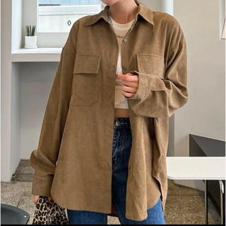 シーイン(SHEIN)の【完売商品】SHEIN ドロップショルダー コーデュロイ シャツ(シャツ/ブラウス(長袖/七分))