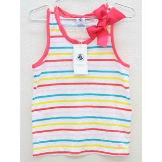 プチバトー(PETIT BATEAU)の新品 未使用品▽プチバトー/PETIT BATEAU▽128cm ノースリーブカットソー/タンクトップ/袖なし 白×マルチカラー 子供服 キッズ kids 女の子 夏 916032 tops(Tシャツ/カットソー)