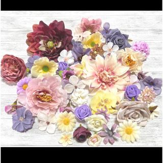 ☆NO0225-04 ②造花 アーティフィシャルフラワー 花材 素材 薔薇 紫(各種パーツ)