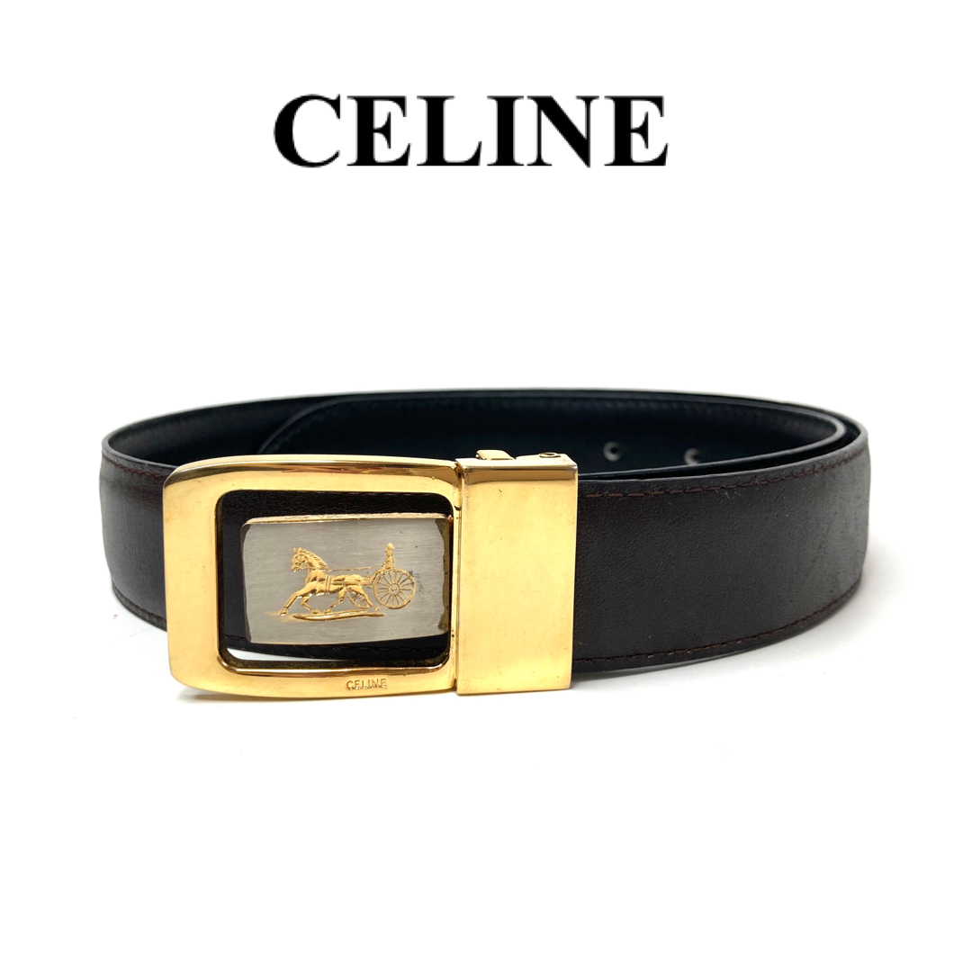 celine(セリーヌ)のセリーヌ　CELINE  ベルト　馬車金具　バックル　ゴールド　ブラウン　レザー レディースのファッション小物(ベルト)の商品写真