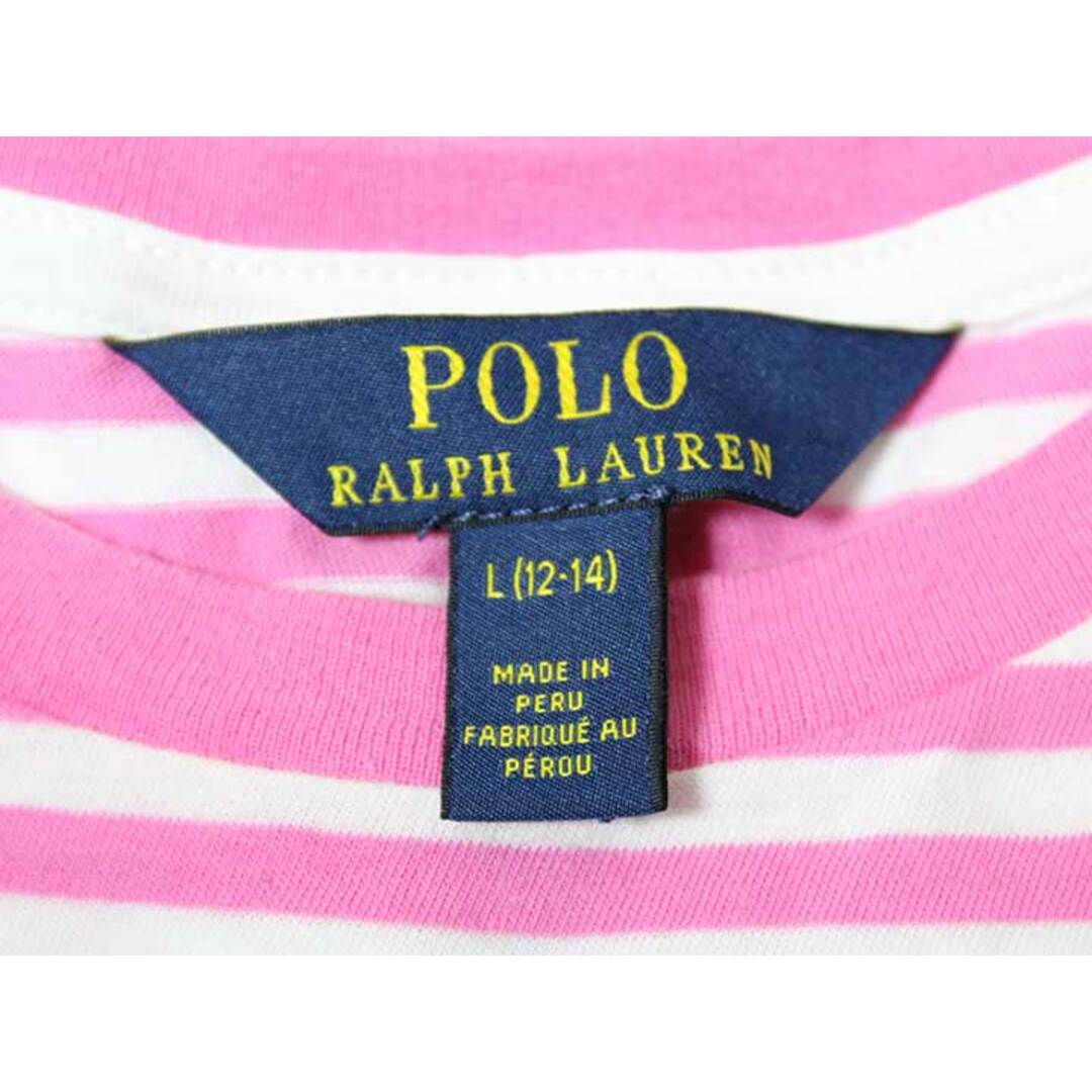 Ralph Lauren(ラルフローレン)の《ラルフローレン/Ralph Lauren》150cm 半袖Tシャツ/半袖カットソー ピンク×白【中古】子供服 キッズ kids ジュニア 女の子 夏 215032 tops キッズ/ベビー/マタニティのキッズ服女の子用(90cm~)(Tシャツ/カットソー)の商品写真