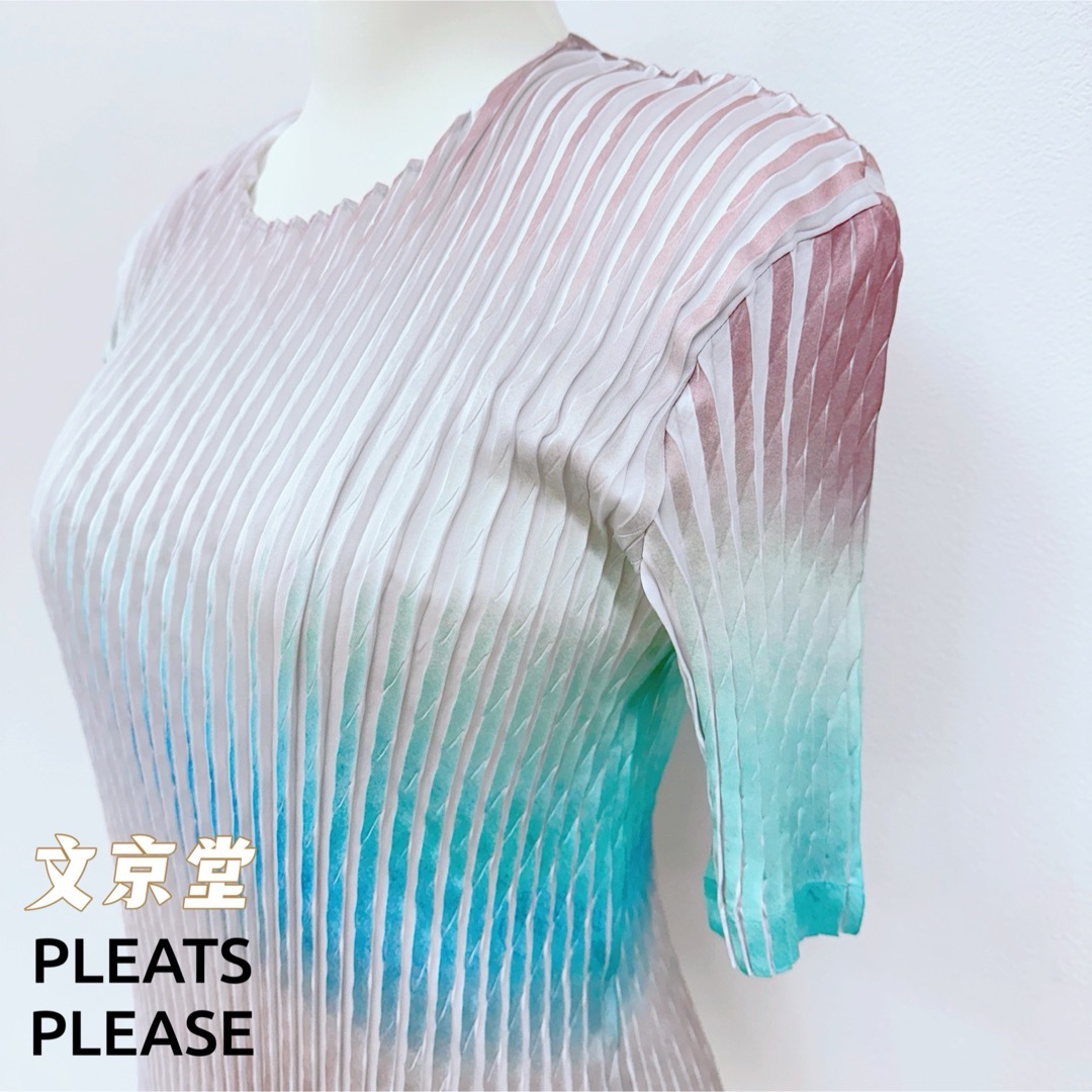 ISSEY MIYAKE(イッセイミヤケ)のISSEY MIYAKE SUFFUSED PLEATS 限定色丸首半袖トップス レディースのトップス(カットソー(半袖/袖なし))の商品写真