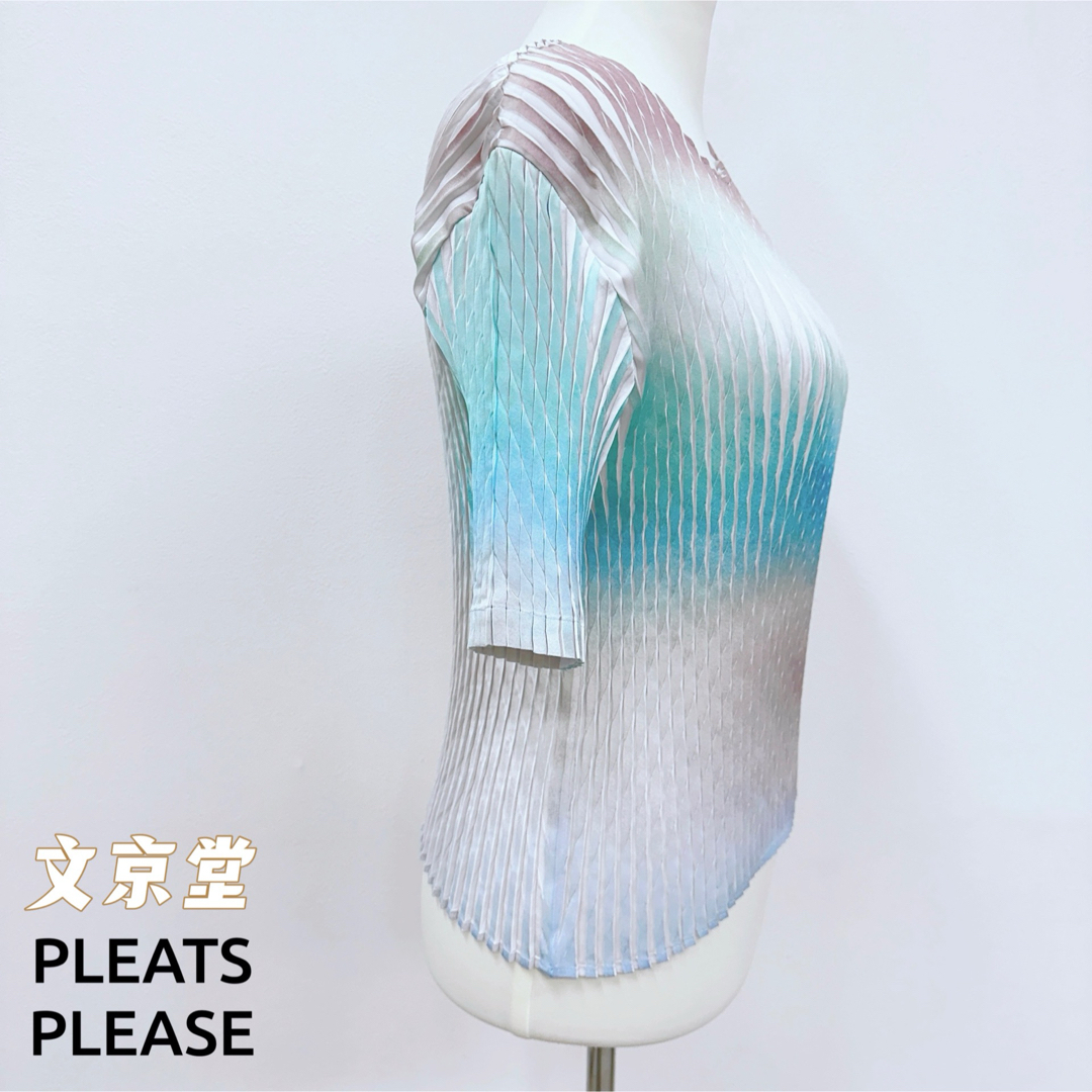 ISSEY MIYAKE(イッセイミヤケ)のISSEY MIYAKE SUFFUSED PLEATS 限定色丸首半袖トップス レディースのトップス(カットソー(半袖/袖なし))の商品写真