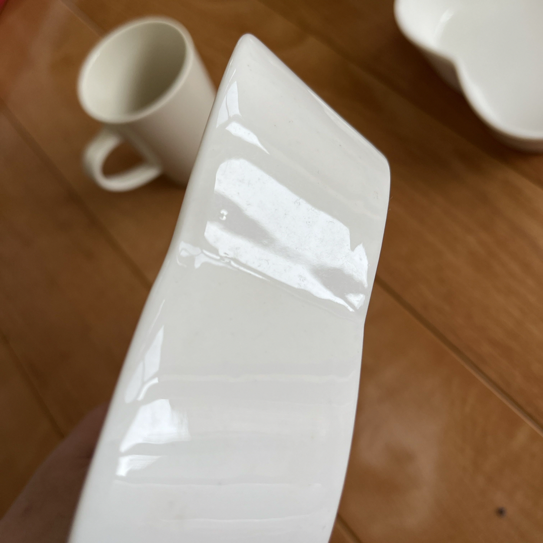 白磁　ポーセラーツ　お皿　マグカップ ハンドメイドの生活雑貨(食器)の商品写真