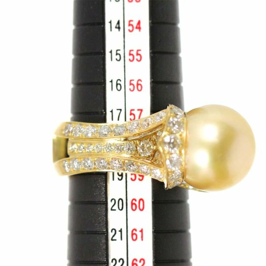 リング 17.5号 白蝶真珠 13.3mm ダイヤ 3.17ct K18 YG イエローゴールド 750 パール 指輪 ソーティング VLP 90225876 レディースのアクセサリー(リング(指輪))の商品写真