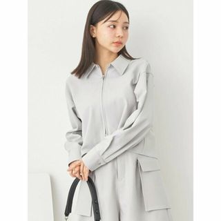 アースミュージックアンドエコロジー(earth music & ecology)の【ライトグレー】ジップショートシャツ レディース/春/24SS(シャツ/ブラウス(長袖/七分))