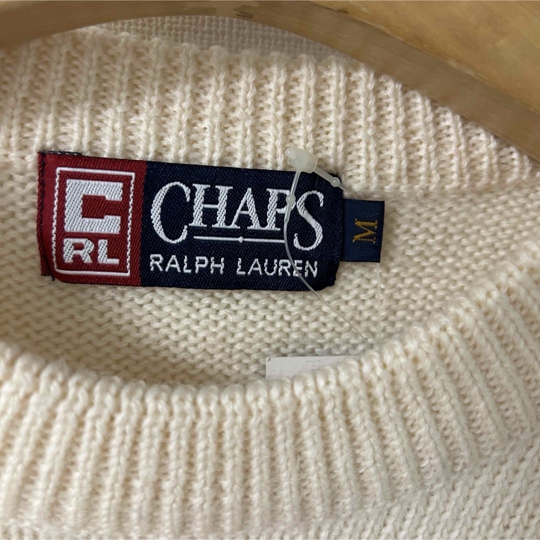 Ralph Lauren(ラルフローレン)の希少　新品　90s ラルフローレン　ストリート　ニット　ベージュ　ネイビー　M メンズのトップス(ニット/セーター)の商品写真