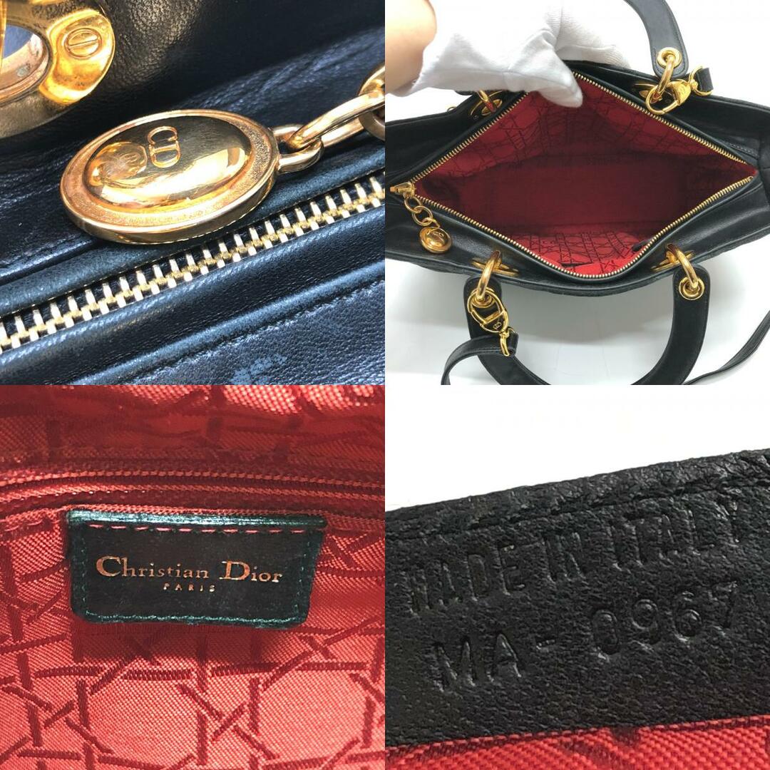 Dior(ディオール)のディオール Dior レディディオール LADY DIOR 2WAY ショルダーバッグ カバン ハンドバッグ レザー/スエード ブラック レディースのバッグ(ハンドバッグ)の商品写真