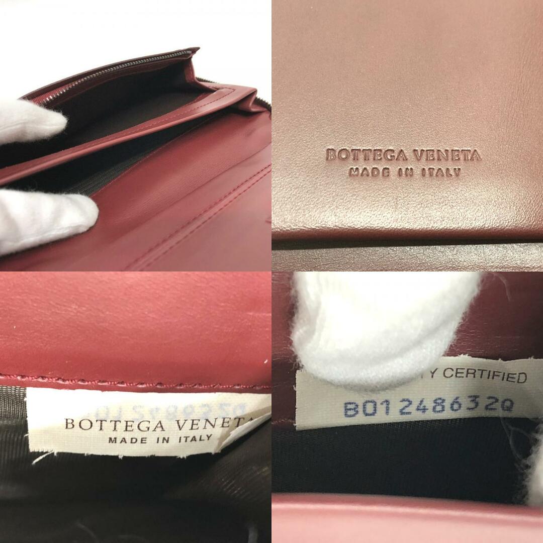 Bottega Veneta(ボッテガヴェネタ)のボッテガヴェネタ BOTTEGA VENETA イントレチャート トラベルケース ハンドバッグ 長財布 レザー ワインレッド メンズのファッション小物(長財布)の商品写真