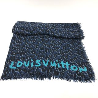 ルイヴィトン(LOUIS VUITTON)のルイヴィトン LOUIS VUITTON エトールレオパード ショール ストール カシミヤ ブルー(ストール/パシュミナ)