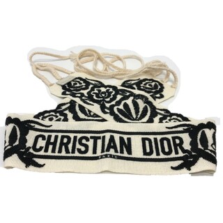 ディオール(Dior)のディオール Dior メキシカンフラワーベルト エンブロイダリー ロゴ 刺繍 ベルト キャンバス ホワイト(ベルト)