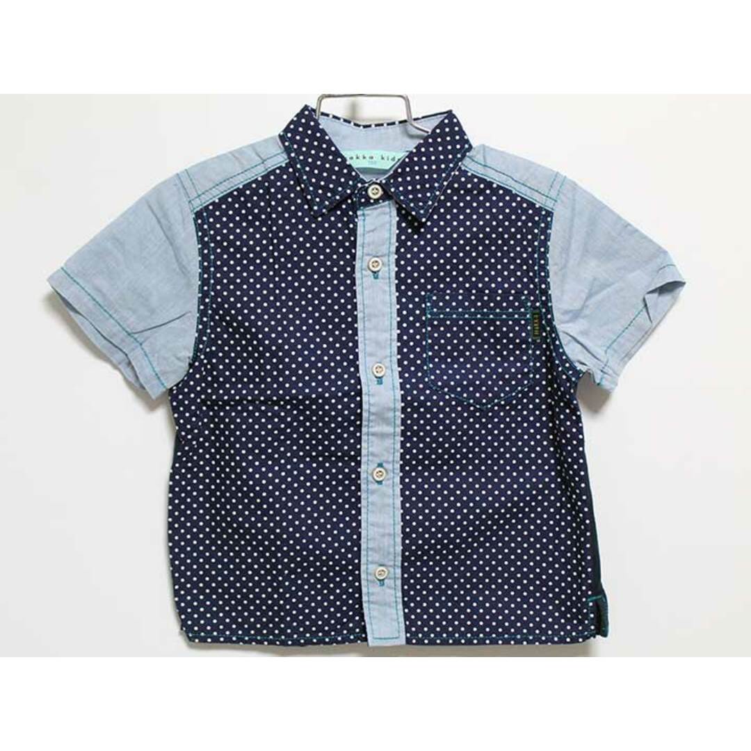 HAKKA(ハッカ)の‡ハッカキッズ/HAKKA kids‡120cm 半袖シャツ 紺×ブルー【中古】子供服 キッズ kids 男の子 夏 306032 tops キッズ/ベビー/マタニティのベビー服(~85cm)(シャツ/カットソー)の商品写真