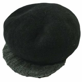 サカイ(sacai)のsacai サカイ 22AW 日本製 Hybrid Beret ハイブリッド ベレー帽 22-06424 ONE SIZE BLACK ツバ切り替え キャスケット 帽子【中古】【sacai】(ハンチング/ベレー帽)