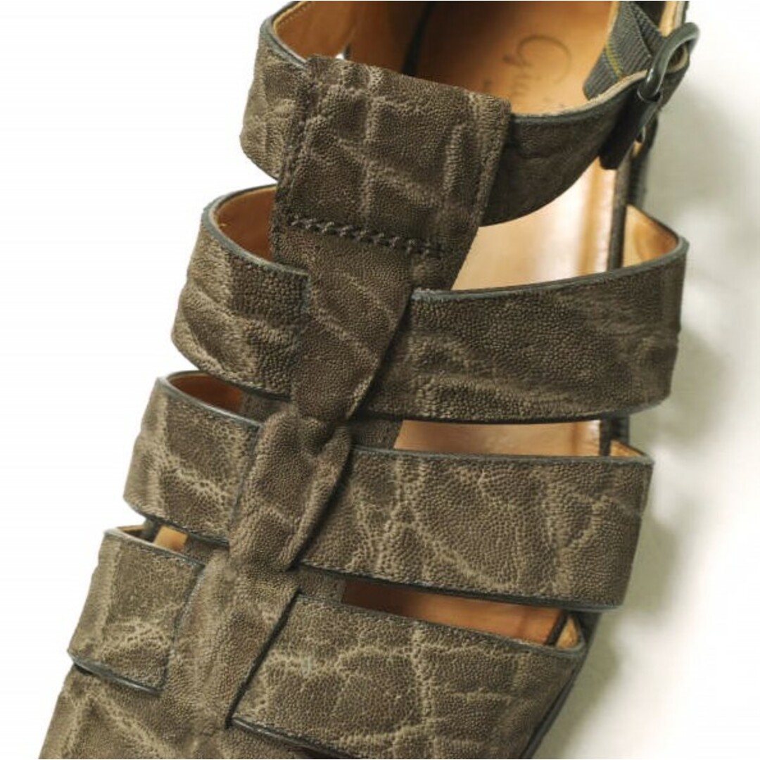 F.LLI Giacometti フラテッリジャコメッティ イタリア製 GURKHA SANDAL レザーグルカサンダル 41.5(26.5cm) ブラウン 編みこみ メッシュ シューズ【中古】【F.LLI Giacometti】 メンズの靴/シューズ(サンダル)の商品写真