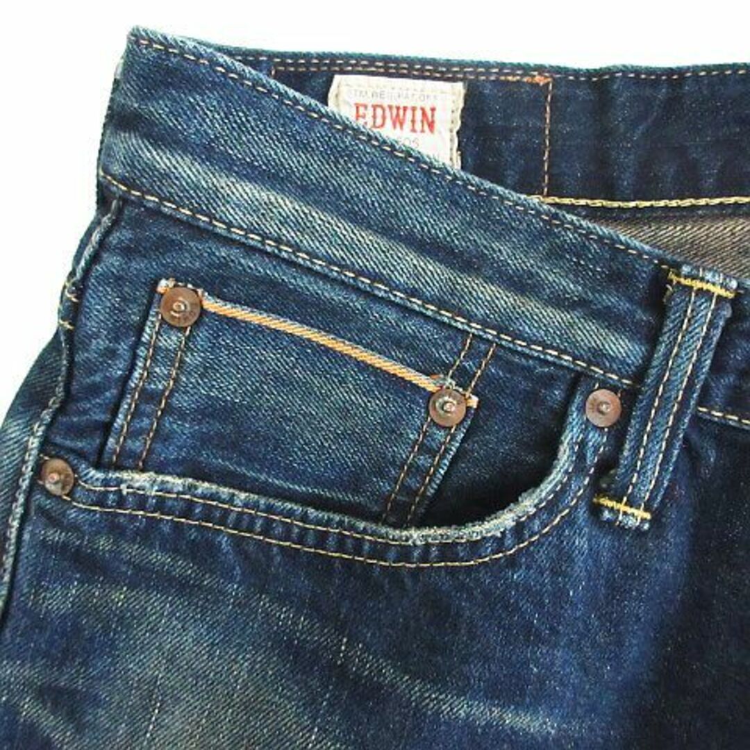 EDWIN(エドウィン)のエドウィン 505 ジーンズ ストレート ユーズド加工 セルビッチ 29 紺 メンズのパンツ(デニム/ジーンズ)の商品写真