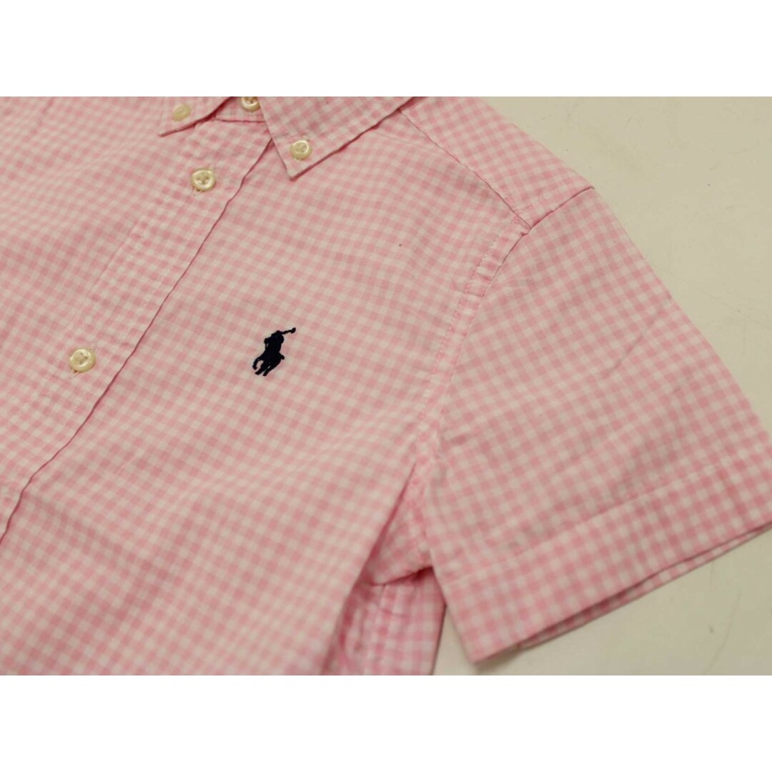 Ralph Lauren(ラルフローレン)の[ラルフローレン/Ralph Lauren]100cm 半袖シャツ ピンク×白【中古】子供服 キッズ kids 男の子 夏 014032 tops キッズ/ベビー/マタニティのベビー服(~85cm)(シャツ/カットソー)の商品写真