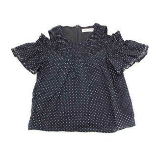 ポンポネット(pom ponette)の▲ポンポネット/pom ponette▲150cm(M) 半袖オフショルダーブラウス 濃紺 ドット柄【中古】子供服 キッズ kids ジュニア 女の子 夏 226022 tops(シャツ/カットソー)