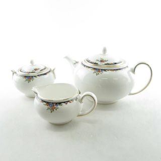 ウェッジウッド(WEDGWOOD)の美品 WEDGWOOD ウェッジウッド オズボーン ティーポット シュガーポット クリーマー 3点 セット SY8373L (その他)