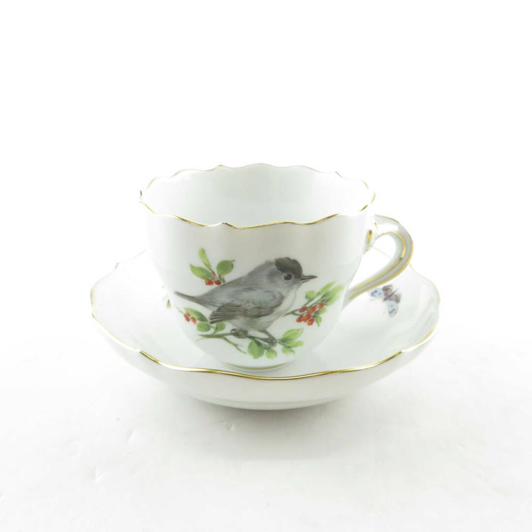 MEISSEN(マイセン)の美品 MEISSEN マイセン バード デミタスカップ＆ソーサー 野鳥 虫 金彩 高級 SU5696U  インテリア/住まい/日用品のキッチン/食器(グラス/カップ)の商品写真